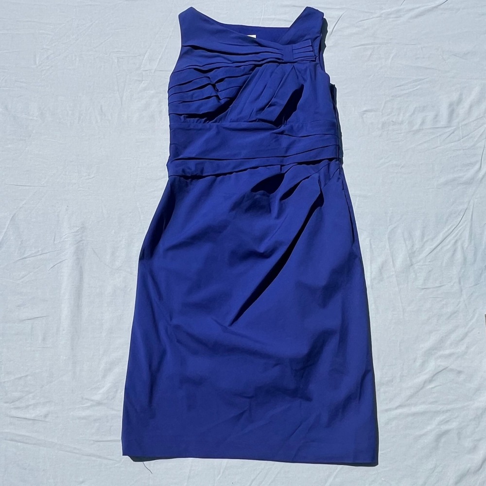 Suzi Chin for Maggy Boutique Royal Blue Pleated Ruched Sheath Dress Size 4